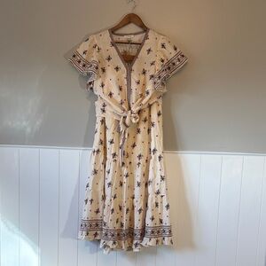 Max Studio Cream and Purple Floral Maxi Skirt and Top